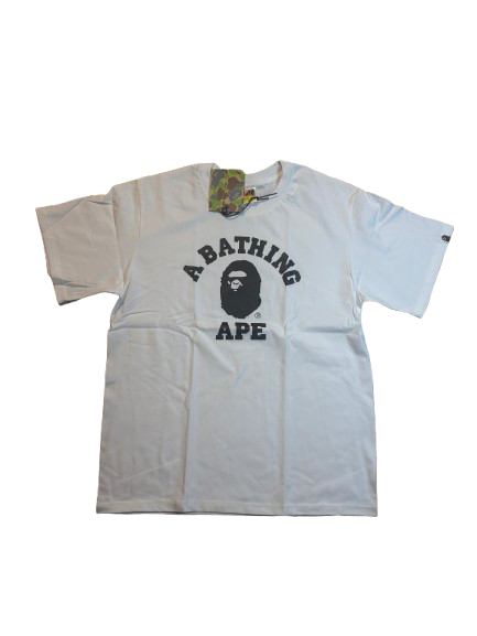 White Black Text Ape Tee