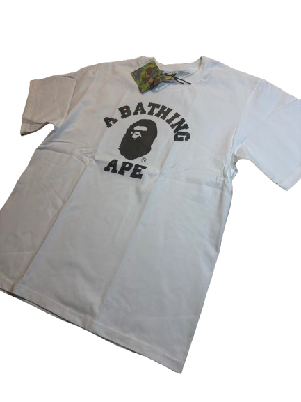 White Black Text Ape Tee